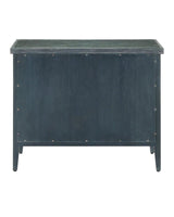 38 in. Santos Vintage Wood and Glass Blue Chest Chests LOOMLAN By Currey & Co