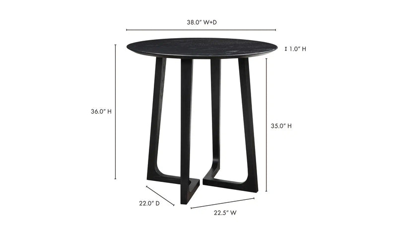 38 Inch Counter Table Black Ash Black Mid-Century Modern Counter Tables LOOMLAN By Moe's Home