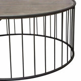 38" Round Cocktail Table Grey Oak Top and Metal Base Coffee Tables LOOMLAN By Diamond Sofa