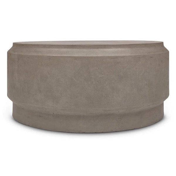 39" Barrel Fiber Reinforced Concrete Round Coffee Table Outdoor Coffee Tables LOOMLAN By Urbia