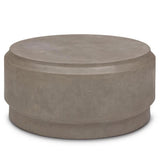 39" Barrel Fiber Reinforced Concrete Round Coffee Table Outdoor Coffee Tables LOOMLAN By Urbia