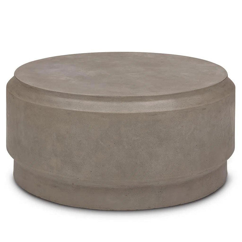 39" Barrel Fiber Reinforced Concrete Round Coffee Table Outdoor Coffee Tables LOOMLAN By Urbia