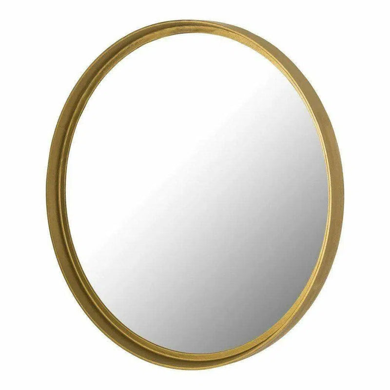 39" Yellow Gold Round Wall Mirror Contemporary Style Wall Mirrors LOOMLAN By Moe's Home