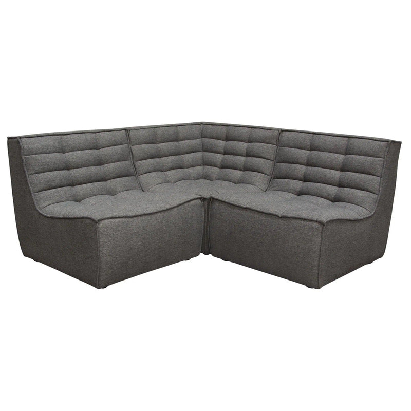 3PC Corner Modular Sectional Scooped Seat in Grey Fabric Modular Sofas LOOMLAN By Diamond Sofa