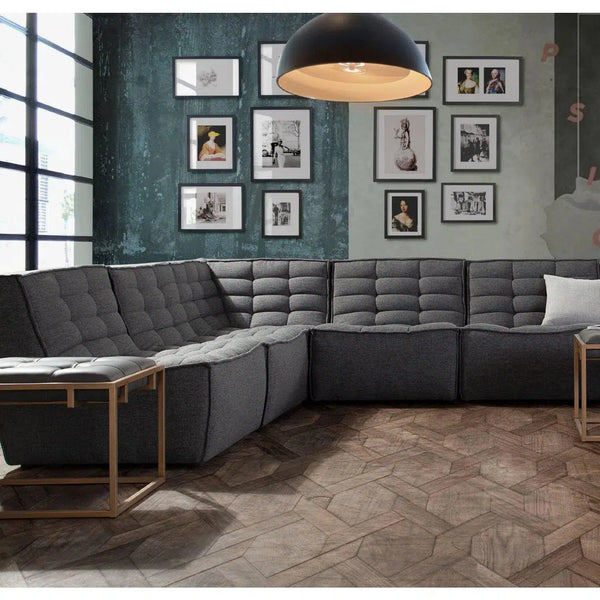 3PC Corner Modular Sectional Scooped Seat in Grey Fabric Modular Sofas LOOMLAN By Diamond Sofa