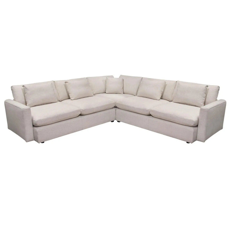 3PC Corner Sectional Feather Down Seating in Cream Fabric Sectionals LOOMLAN By Diamond Sofa