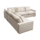 3PC Corner Sectional Feather Down Seating in Cream Fabric Sectionals LOOMLAN By Diamond Sofa