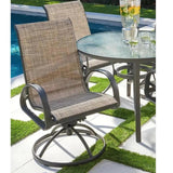 3PC Earth Brown Outdoor Bistro Set for 2 Swivel Chairs Outdoor Bistro Sets LOOMLAN By LOOMLAN