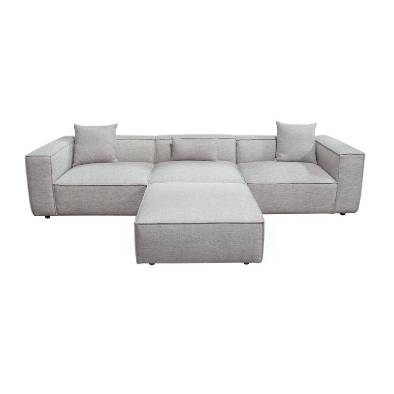 4 PC Set Grey -Beige Low Back Modular Sectional Sofa With Ottoman Modular Sofas LOOMLAN By Diamond Sofa