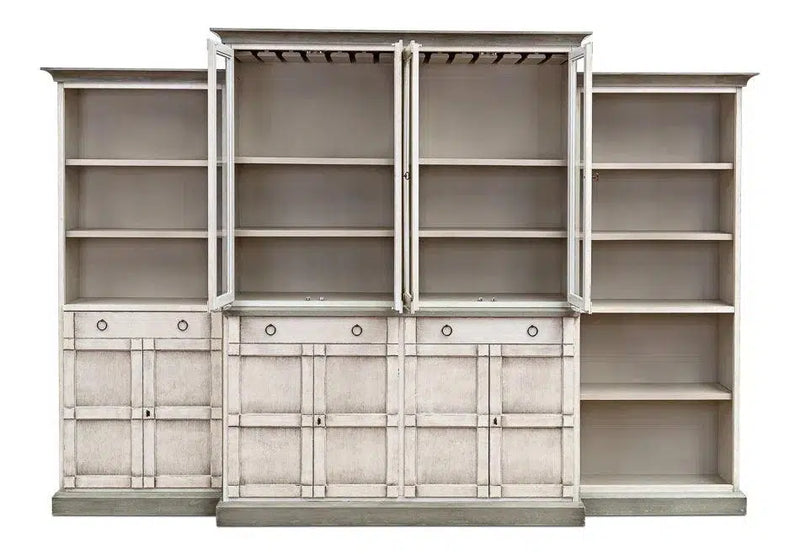 4 Piece Full Wall Buffet Curio White & Grey Buffets & Curios LOOMLAN By Sarreid