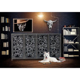 40" Black Steampunk Pipes and Gauges Slim Accent Cabinet Accent Cabinets LOOMLAN By LOOMLAN