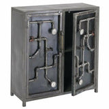 40" Black Steampunk Pipes and Gauges Slim Accent Cabinet Accent Cabinets LOOMLAN By LOOMLAN