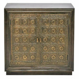 40" Brass Over Wood Square Accent Cabinet Circle Pattern Greece Accent Cabinets LOOMLAN By LOOMLAN