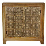 40" Mango Wood Brass Accent Cabinet with 2 Doors Zaley Accent Cabinets LOOMLAN By LOOMLAN