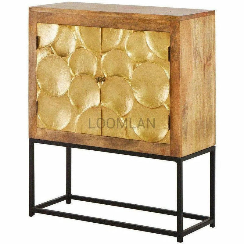 40" Modern Brass Overlay Accent Cabinet on Iron Stand Paris Accent Cabinets LOOMLAN By LOOMLAN