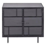 40" Retro Industrial 2 Windowpane Glass Doors Metal Frame Accent Cabinet Accent Cabinets LOOMLAN By LOOMLAN