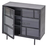 40" Retro Industrial 2 Windowpane Glass Doors Metal Frame Accent Cabinet Accent Cabinets LOOMLAN By LOOMLAN