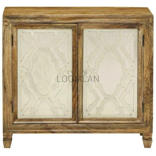 40" Wide Reclaimed Wood Silver Metal Doors Accent Cabinet Accent Cabinets LOOMLAN By LOOMLAN