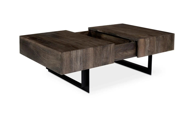 42.5 Inch Storage Coffee Table Natural Contemporary Coffee Tables LOOMLAN By Moe's Home