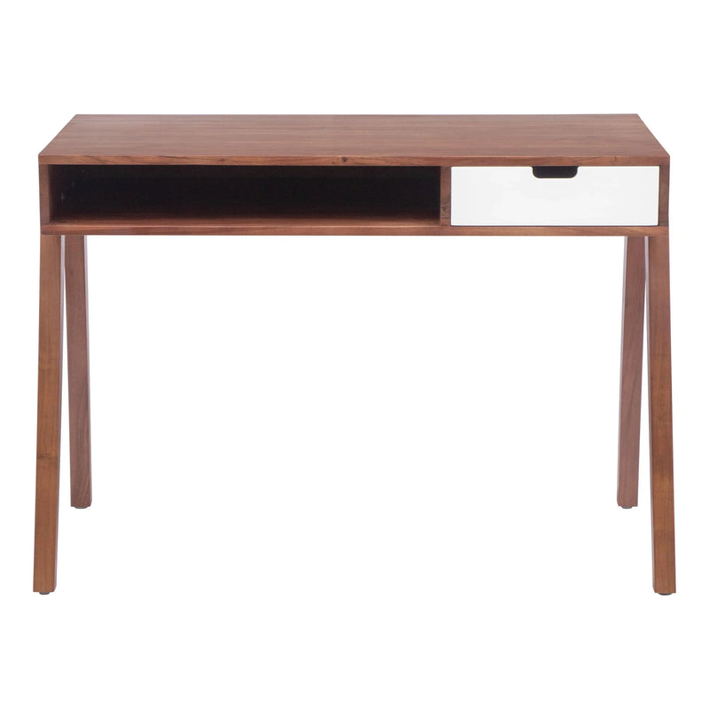 44" Linea Modern Executive Desk Walnut Color Home Office Desks LOOMLAN By Zuo Modern