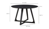 47.5 Inch Dining Table Round Black Mid-Century Dining Tables LOOMLAN By Moe's Home