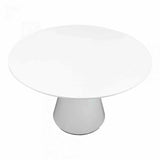 47" Contemporary High Gloss White Round Dining Table for 4 People Dining Tables LOOMLAN By Moe's Home