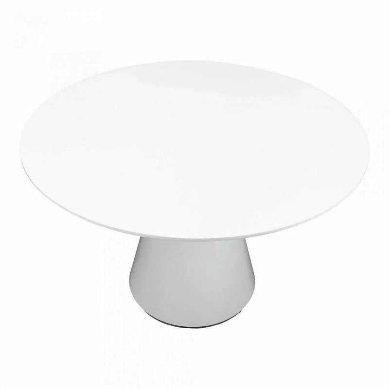 47" Contemporary High Gloss White Round Dining Table for 4 People Dining Tables LOOMLAN By Moe's Home