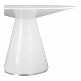 47" Contemporary High Gloss White Round Dining Table for 4 People Dining Tables LOOMLAN By Moe's Home