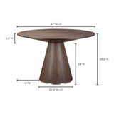 47" Contemporary Semi Gloss Brown Round Dining Table for 4 People Dining Tables LOOMLAN By Moe's Home