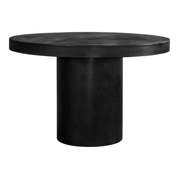 47 Inch Black Round Outdoor Dining Table Cement Outdoor Dining Tables LOOMLAN By Moe's Home