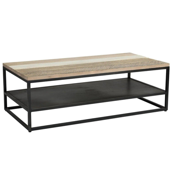 47" Two-Tone Rectangle Coffee Table With Shelves Wood Top With Base Coffee Tables LOOMLAN By LH Imports