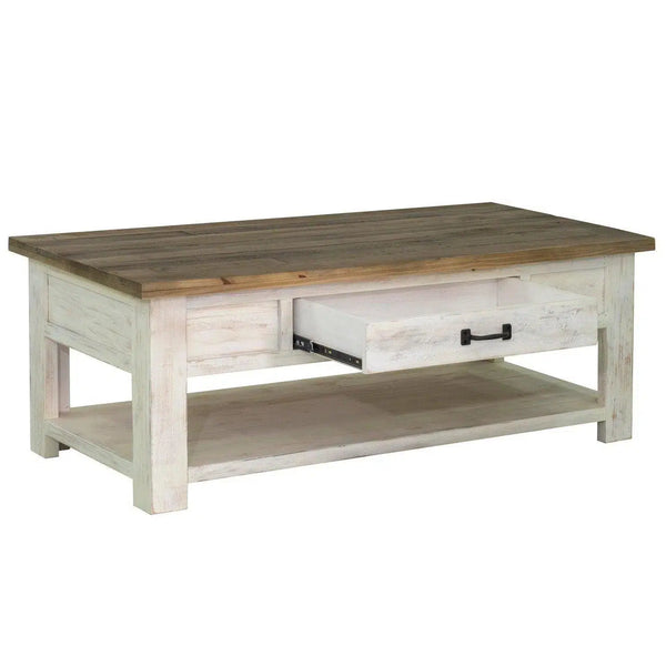 47" Two-Tone White Rectangle Coffee Table With Storage Style Coffee Tables LOOMLAN By LH Imports