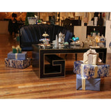 48" Black Waterfall Rectangular Cocktail Table With Gold Accents Coffee Tables LOOMLAN By Currey & Co