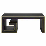 48" Black Waterfall Rectangular Cocktail Table With Gold Accents Coffee Tables LOOMLAN By Currey & Co