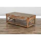 48" Naturally Cocktail Coffee Table 2 Drawers Storage Shelf Coffee Tables LOOMLAN By Sunny D