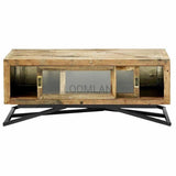 48" Reclaimed Coffee Table with Storage & Glass Sliding Doors Coffee Tables LOOMLAN By LOOMLAN