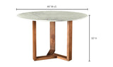 48" Scandinavian Round White Marble Dining Table for 4 or 6 seats Dining Tables LOOMLAN By Moe's Home