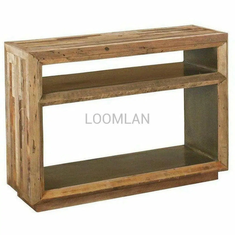 48" Slim Reclaimed Wood Console Table with Storage Shelves Console Tables LOOMLAN By LOOMLAN