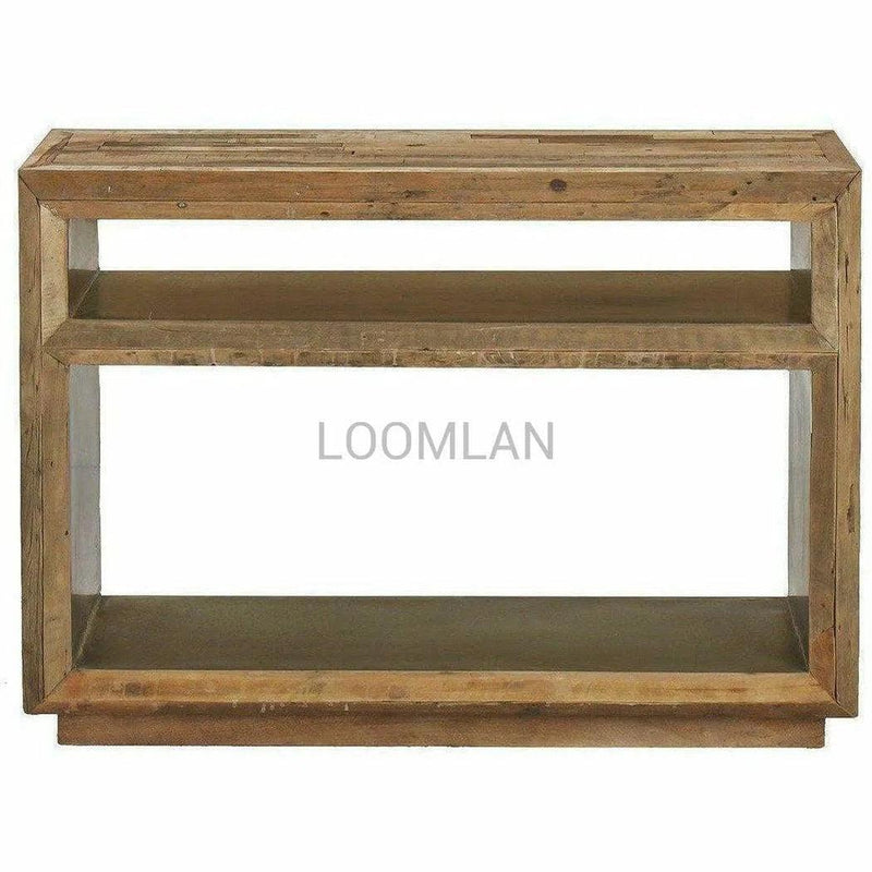 48" Slim Reclaimed Wood Console Table with Storage Shelves Console Tables LOOMLAN By LOOMLAN