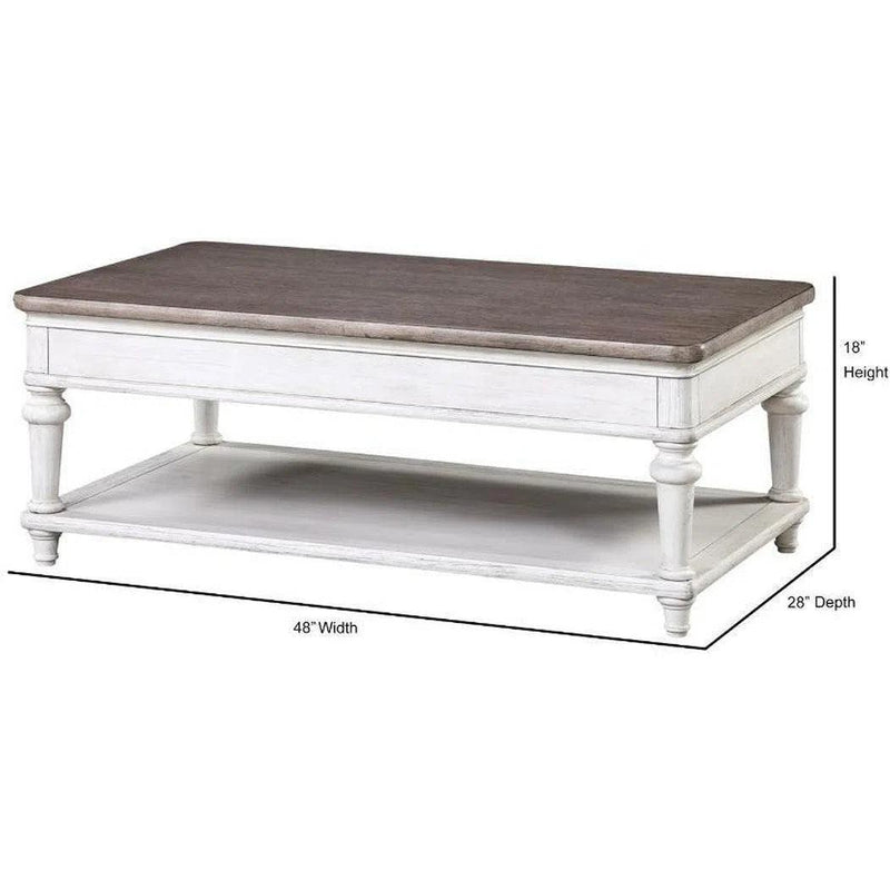 48" White Two-Tone Wooden Cocktail Table Coffee Tables LOOMLAN By Panama Jack