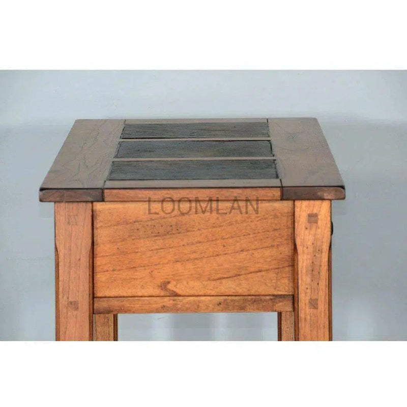 48" Wide Rustic Oak Accent Sofa Table Console 2 Large Drawers Console Tables LOOMLAN By Sunny D