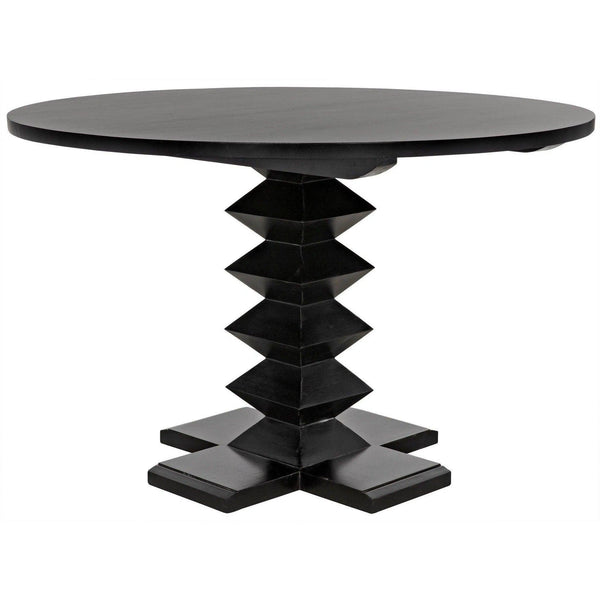 48" Zig-Zag Wood Black Round Dining Table Dining Tables LOOMLAN By Noir