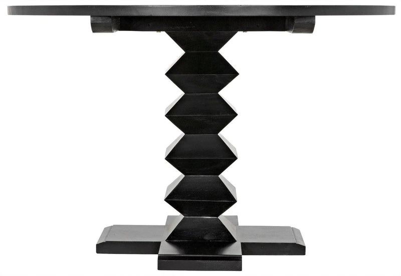 48" Zig-Zag Wood Black Round Dining Table Dining Tables LOOMLAN By Noir