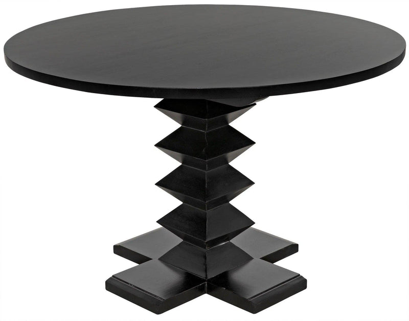 48" Zig-Zag Wood Black Round Dining Table Dining Tables LOOMLAN By Noir