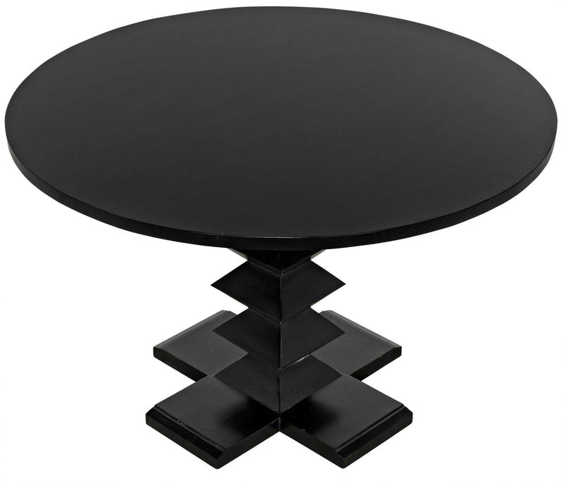 48" Zig-Zag Wood Black Round Dining Table Dining Tables LOOMLAN By Noir