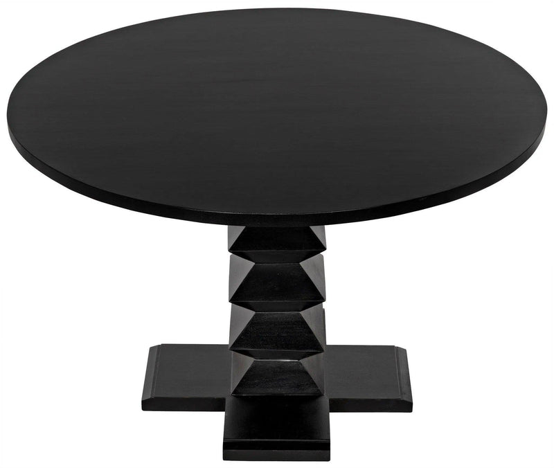 48" Zig-Zag Wood Black Round Dining Table Dining Tables LOOMLAN By Noir