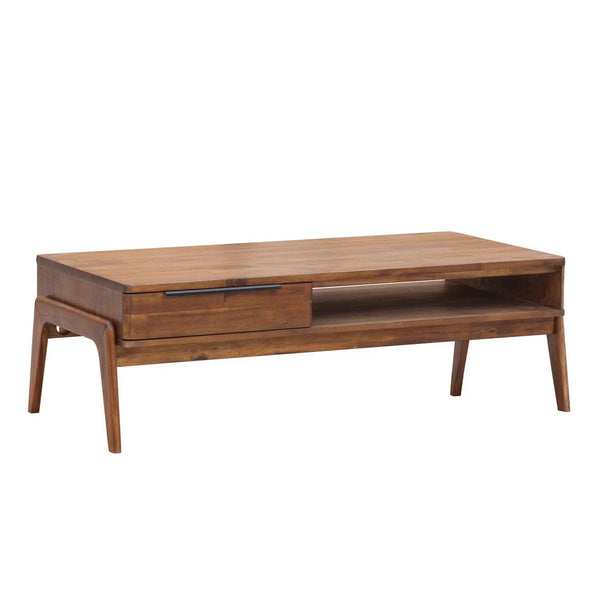 49" Brown Rectangle Coffee Table With Drawers and Shelves Coffee Tables LOOMLAN By LH Imports