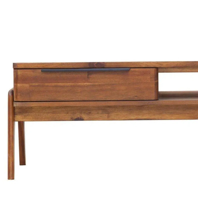 49" Brown Rectangle Coffee Table With Drawers and Shelves Coffee Tables LOOMLAN By LH Imports