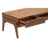 49" Brown Rectangle Coffee Table With Drawers and Shelves Coffee Tables LOOMLAN By LH Imports