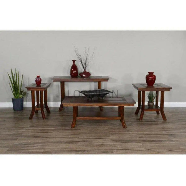 49" Dark Wood Stain Slate Sofa Table Accent Console Table Console Tables LOOMLAN By Sunny D